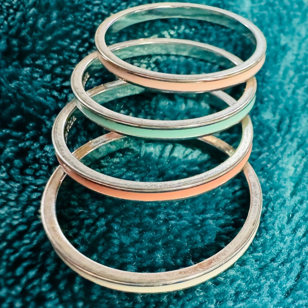 Stackable Enamel Pastel Rings - Size 8